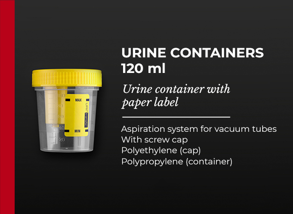 urine container with paper label aspiration system