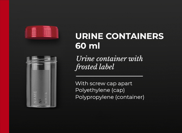urine container with frosted label with screw cap apart