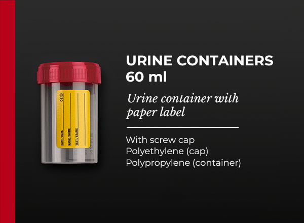 urine container with paper label screw cap