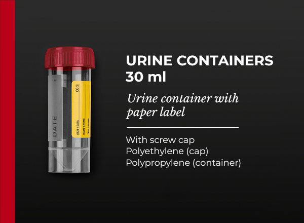 urine container with paper label 30ml screw cap