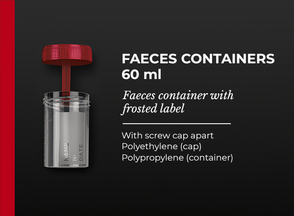 faeces containers with frosted label 60ml screw cap apart
