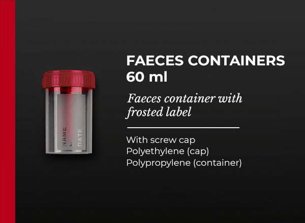 faeces container with frosted label 60ml screw cap