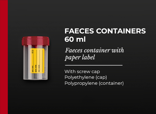 faeces container with paper label 60ml screw cap