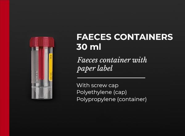 faeces container with paper label screw cap 30ml