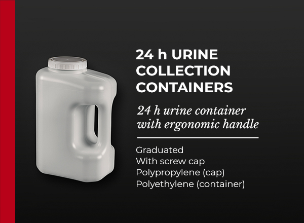 24h urine container with ergonomic handle screw cap