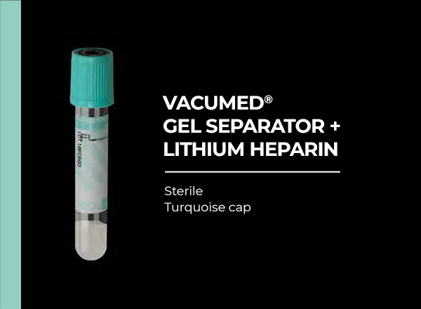 vacumed gel separator + lithium heparin