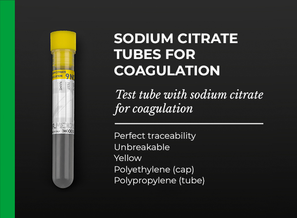 test tube with sodium citrate for coagulation