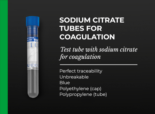 test tube with sodium citrate for coagulation