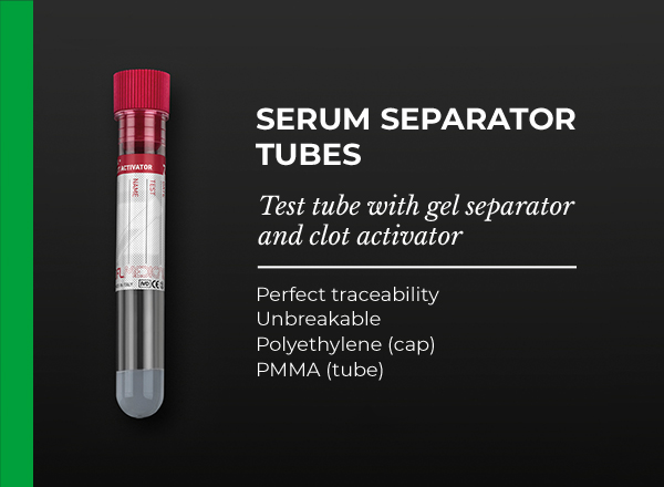 test tube with gel separator and clot activator