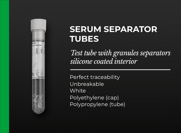 test tube with granules separators silicone coated interior