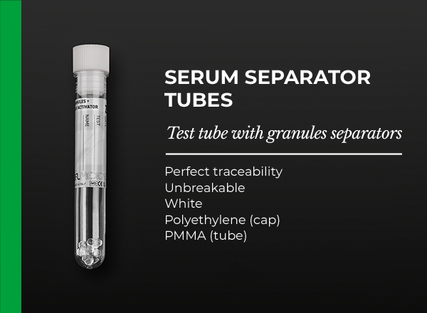 test tube with granules separators