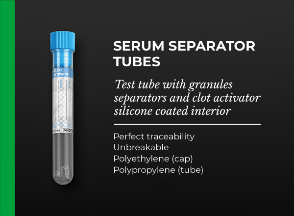test tube with granules separator and clot activator silicone coated interior