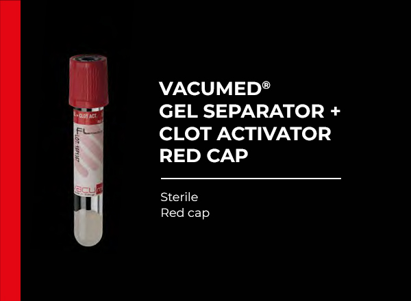 vacumed gel separator + clot activator red cap