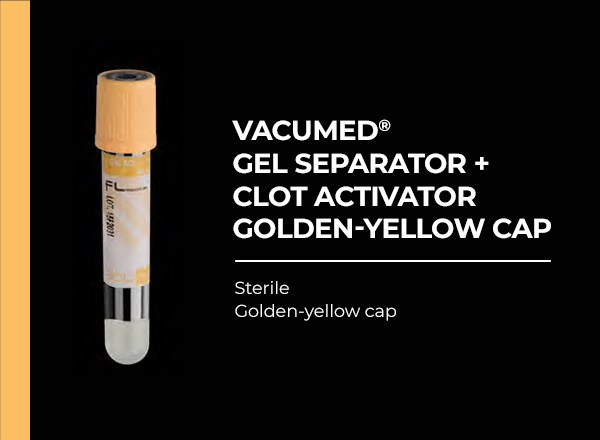 vacumed gel separator clot activator golden yellow cap