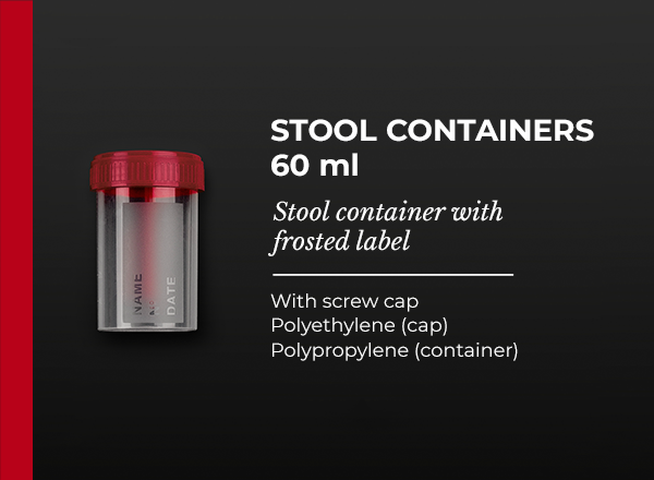 Stool container with frosted label