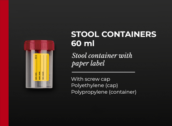 Stool container with paper label
