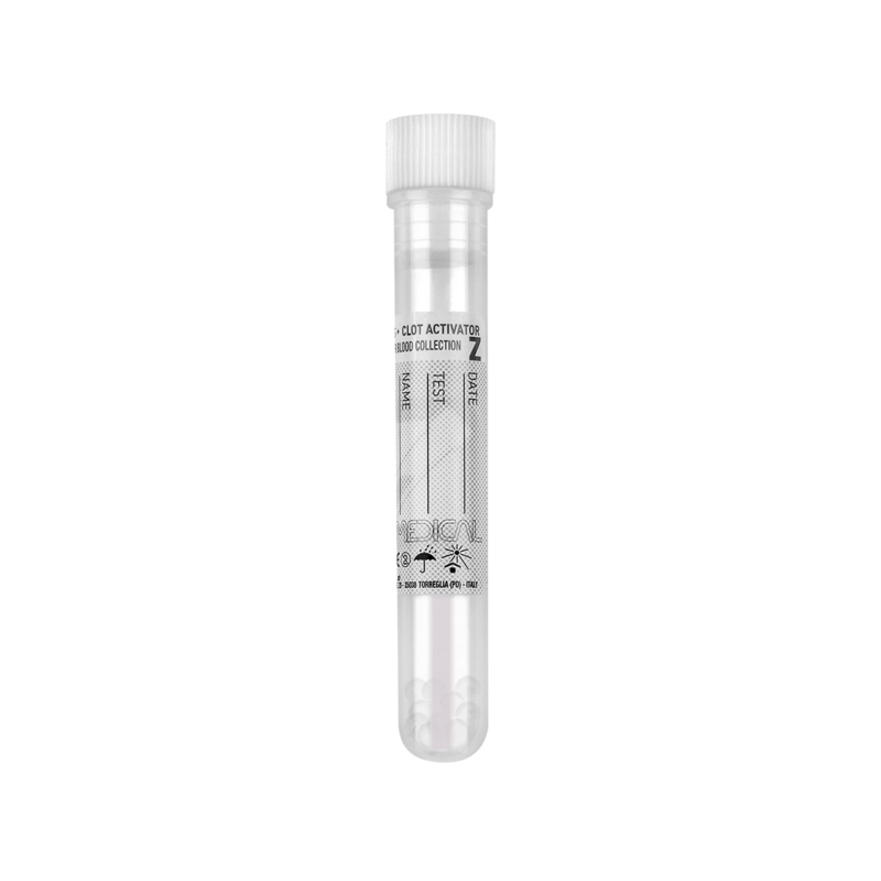 test tube with granules separators silicone coated interior