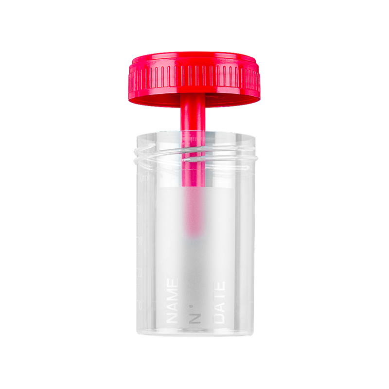 stool container with frosted label with screw cap apart (60ml)