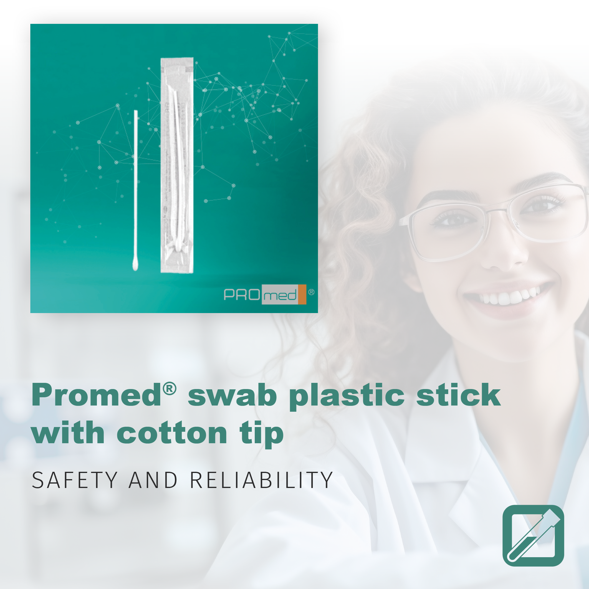 Promed® swab plastic stick with cotton tip